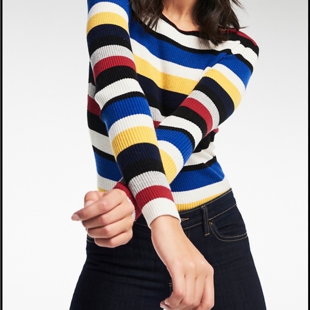 GAP Women Ribbed Boatneck Striped Sweater